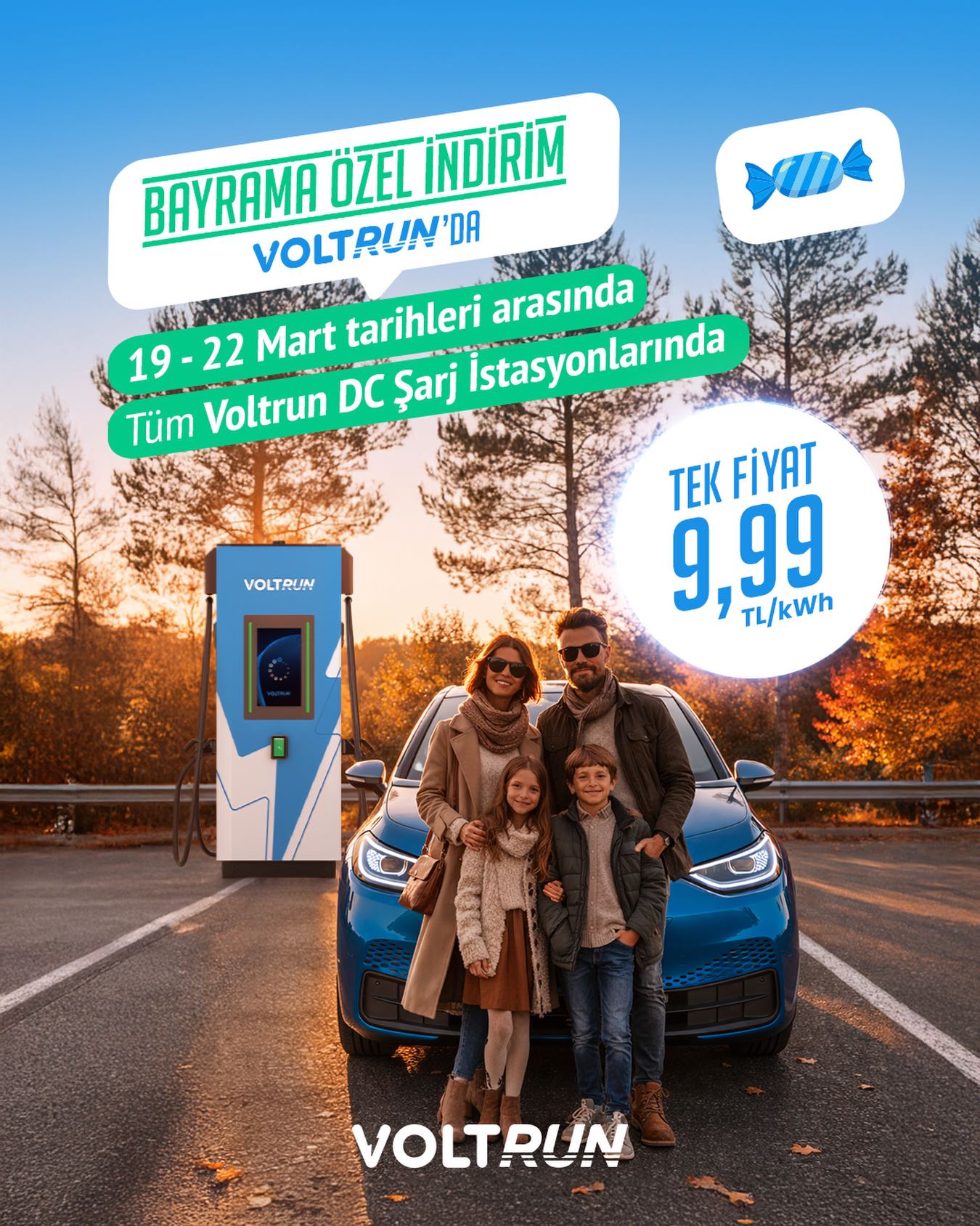 Voltrun Ramazan Bayramı DC Fiyatı 9,99 TL/kWh
