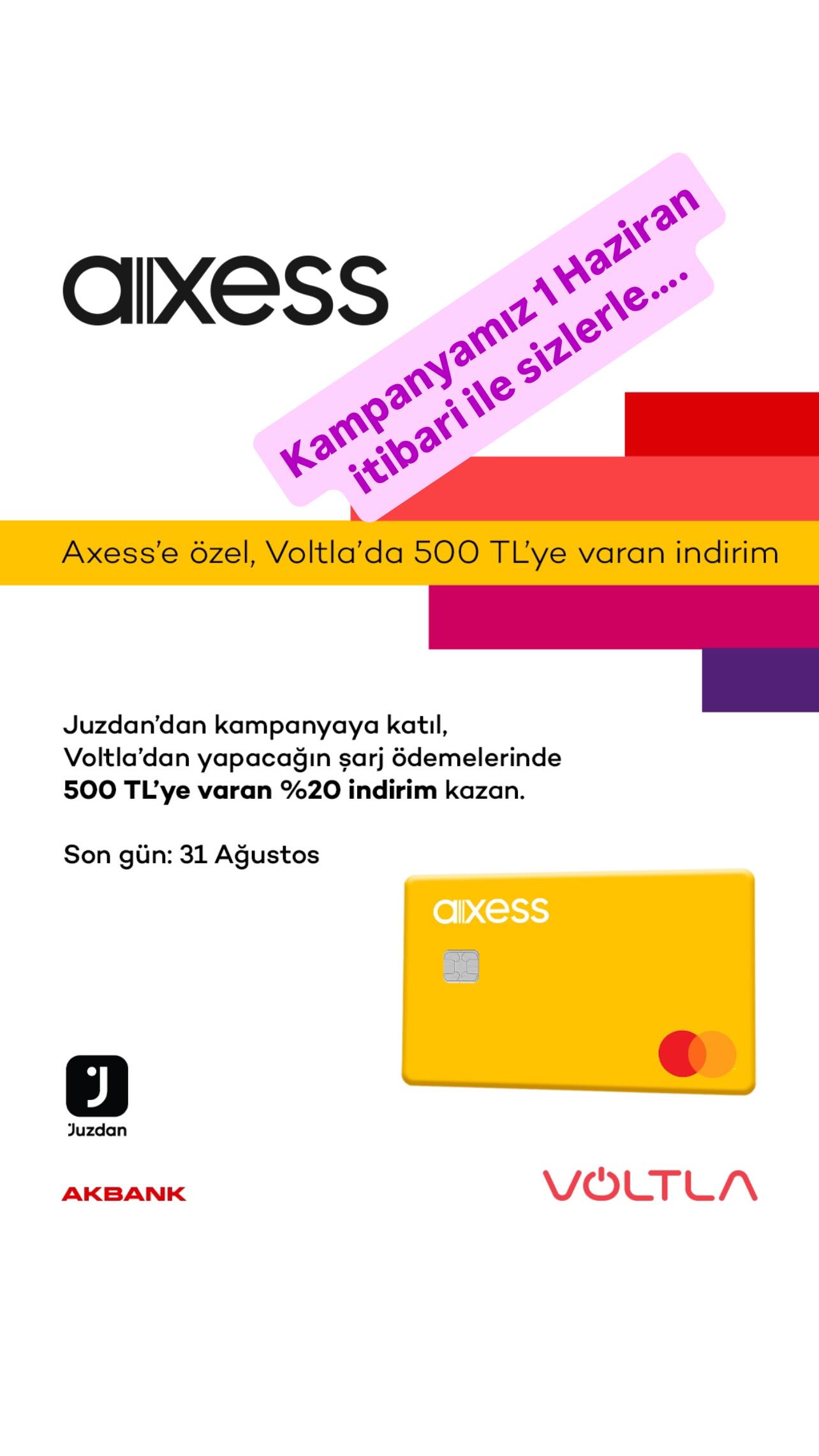 Axess'e Özel, Voltla'da 500 TL'ye varan indirim