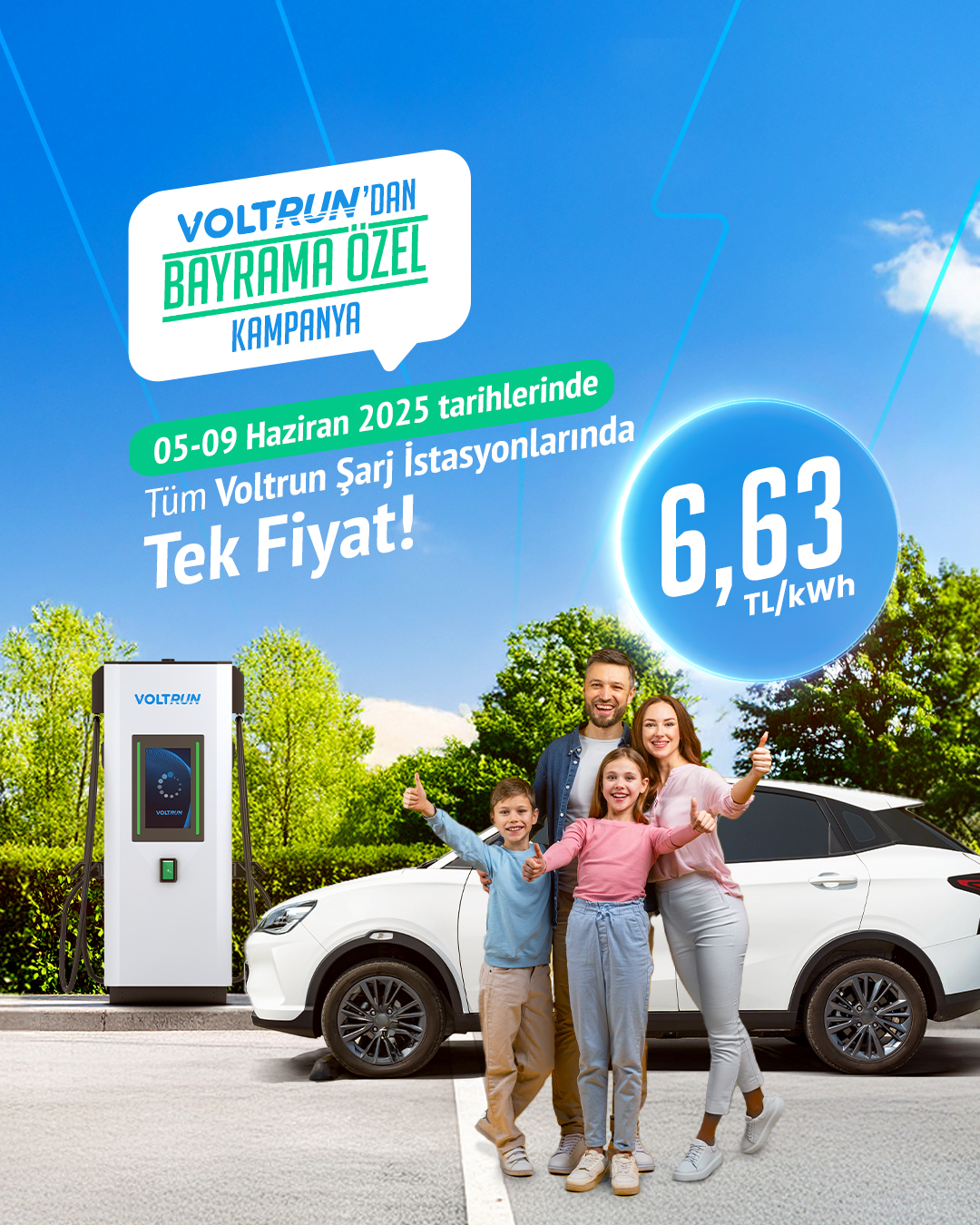 Voltrun’dan Kurban Bayramı’na Özel Avantajlı Şarj Fırsatı! Tüm Şarj İstasyonları 6,63 TL/kW