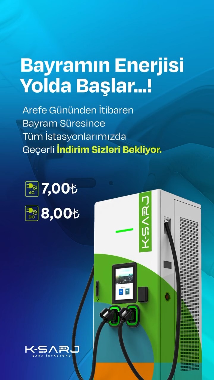 K-Şarj Bayram Kampanyası - AC: 7TL/kW - DC:8 TL/kW
