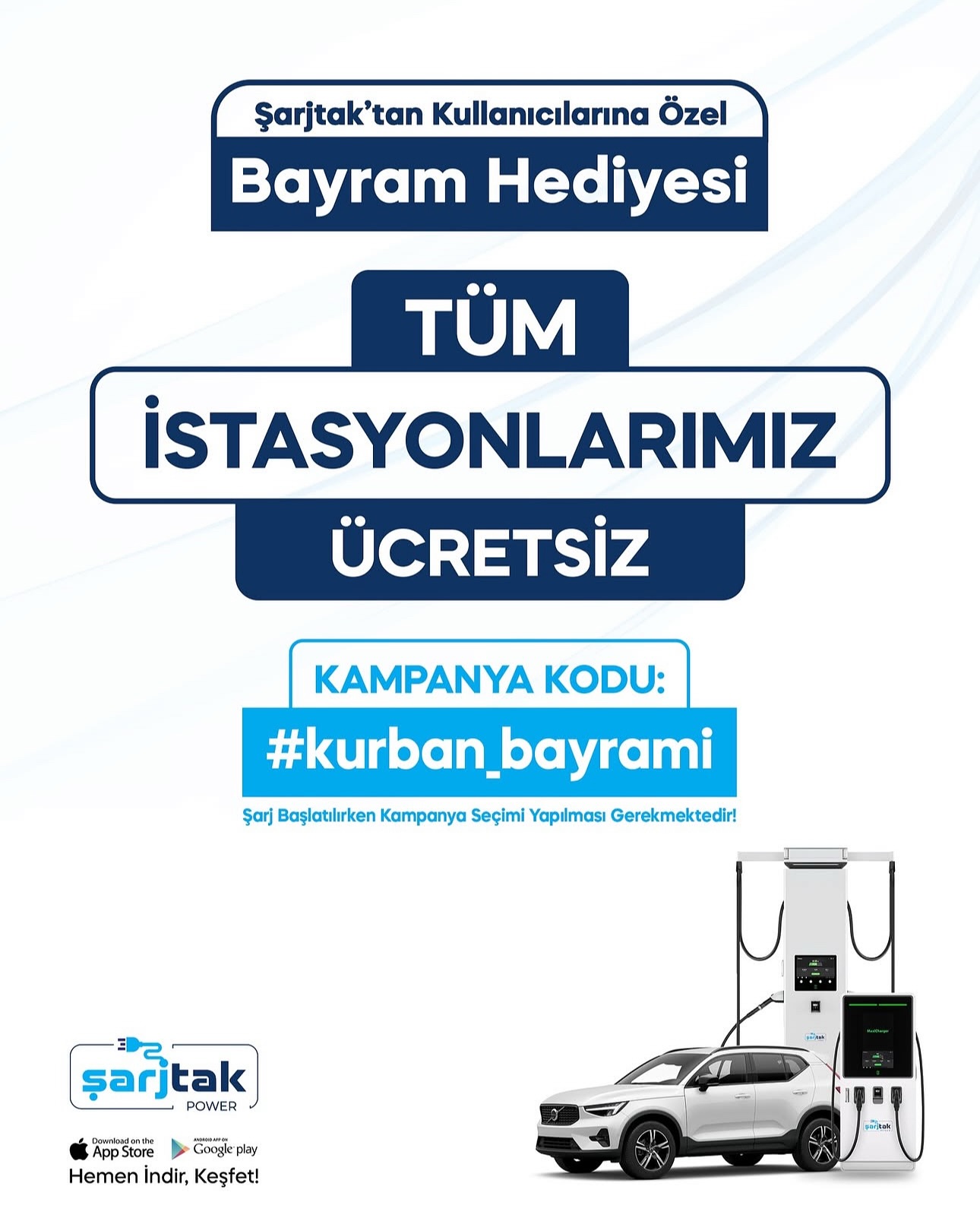 ŞarjTak Şok Bayram Kampanyası ⚡⚡⚡ Tüm İstasyonlar ÜCRETSİZ