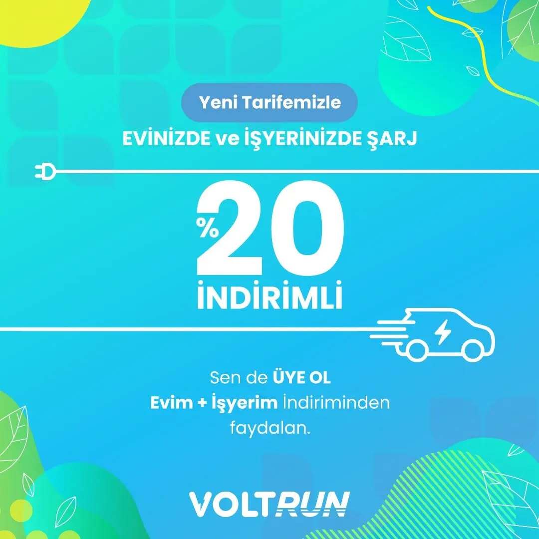 Evde ve İşyerinde Şarj %20 İndirimli