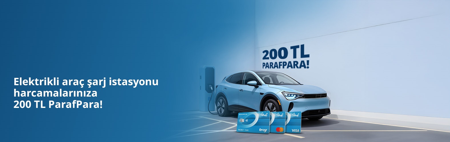 Elektrikli araç şarj istasyonu harcamalarınıza 200 TL ParafPara!