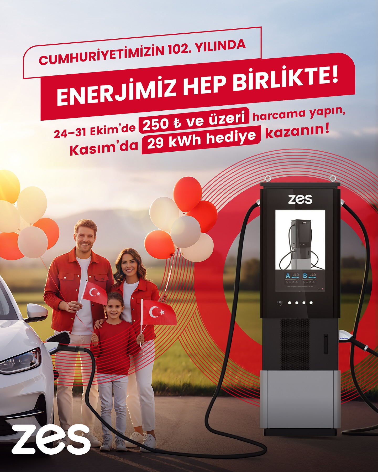 Zes 250₺ ve üzeri harcama yapın, Kasım’da 29 kWh hediye kazanın!